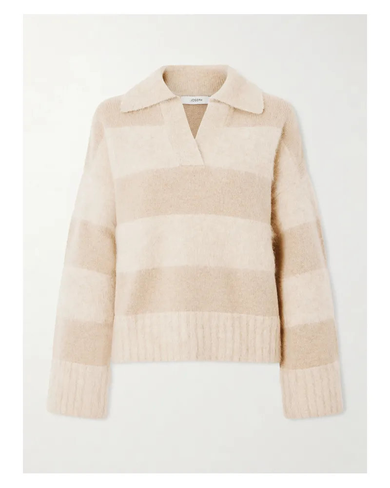 Joseph Striped Brushed Polo Shirt - Neutrals Neutrals