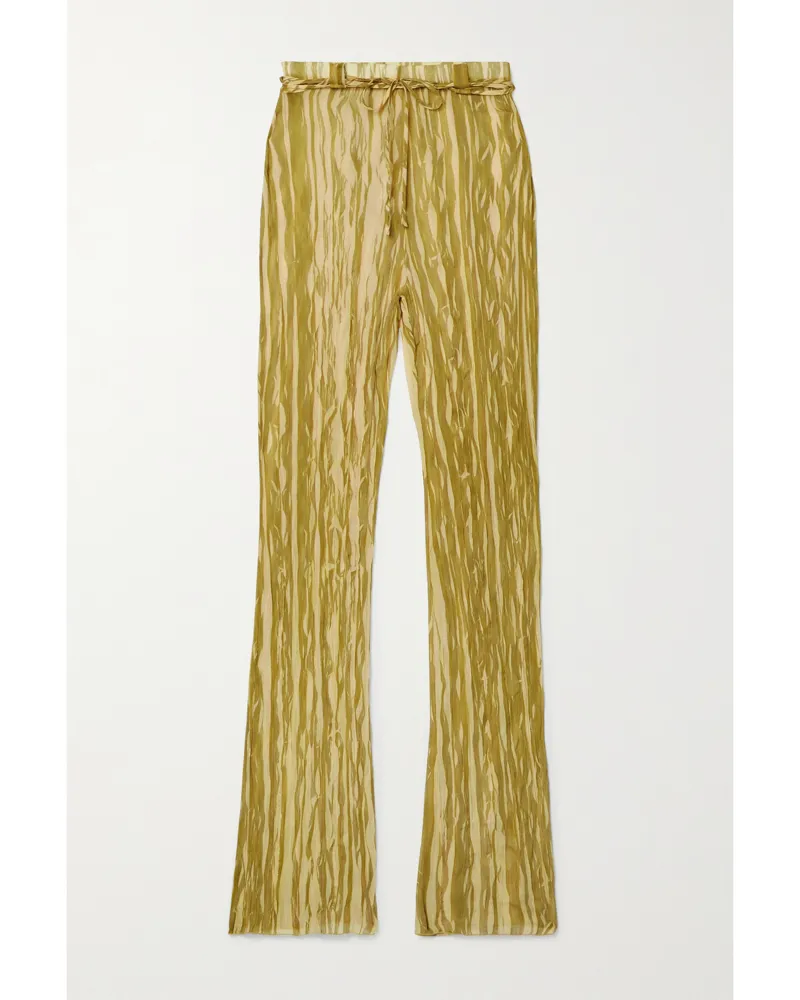 LAPOINTE Hose Mit Schmalem Bein Aus Bedrucktem Plissiertem Georgette Mit Bindegürtel - Gelb Gelb