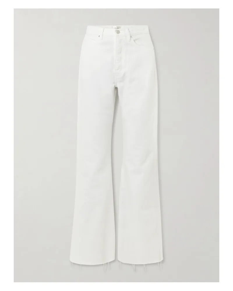 Frame Denim The Lax Halbhohe Schlagjeans Mit Distressed-details - Weiß Weiß
