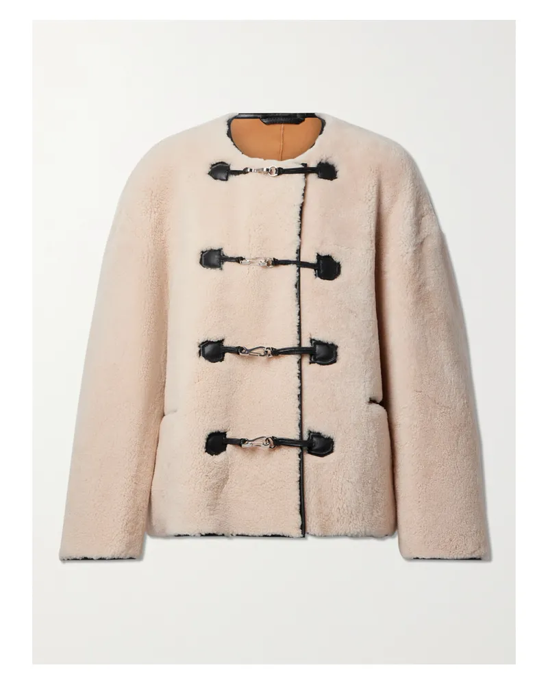 Totême Leather-trimmed Shearling Jacket - Cream Cream