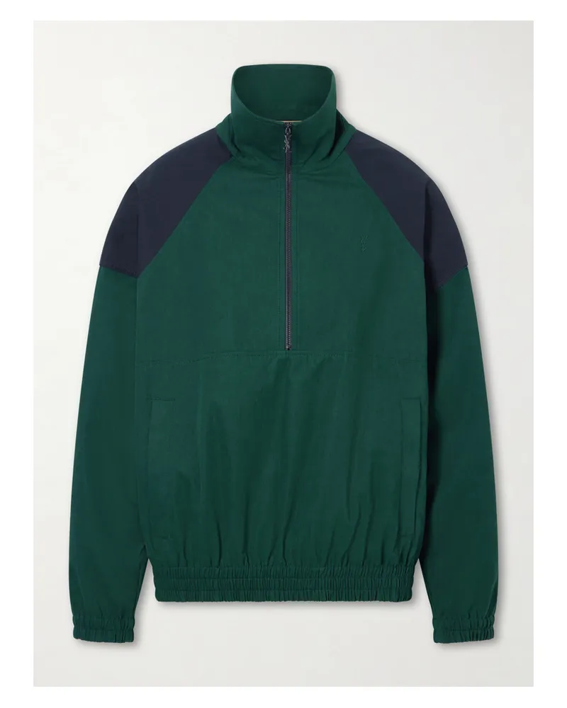 Saint Laurent Sweatshirt Aus Baumwolle Mit Kurzem Reißverschluss - Grün Grün