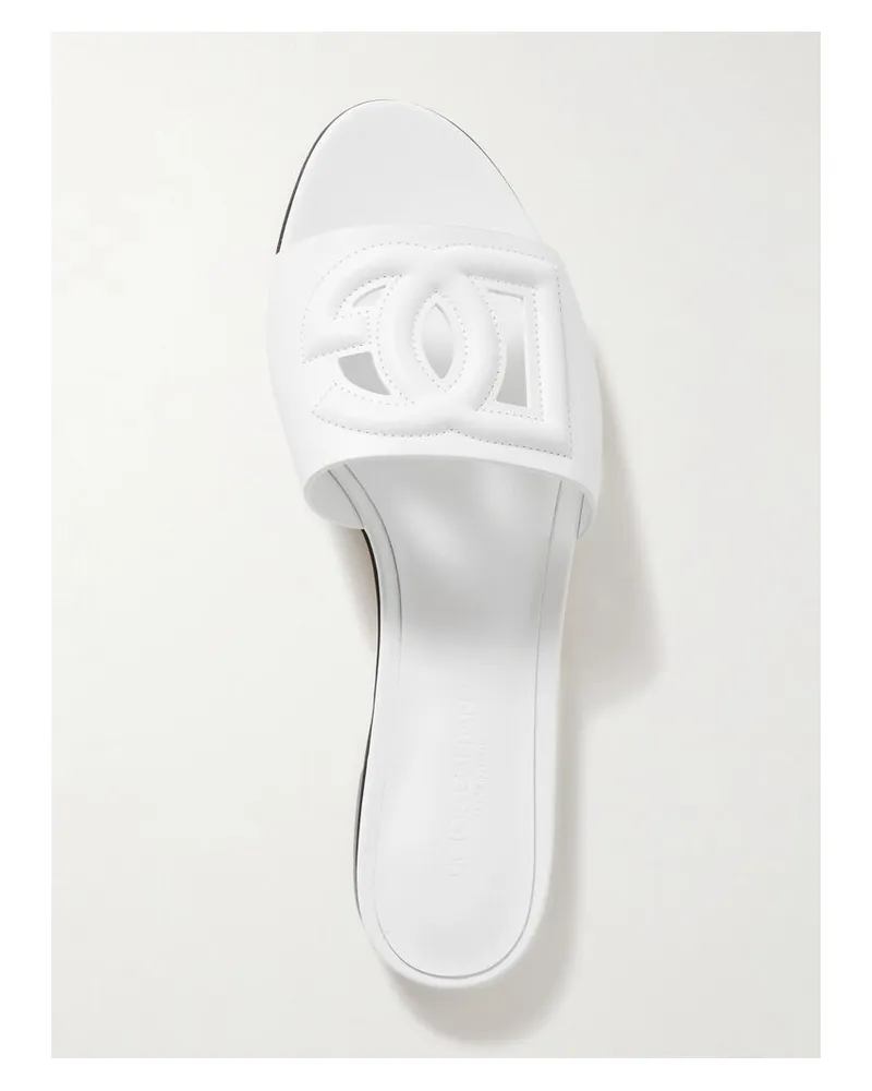 Dolce & Gabbana Bianca Pantoletten Aus Leder Mit Cut-outs - Weiß Weiß