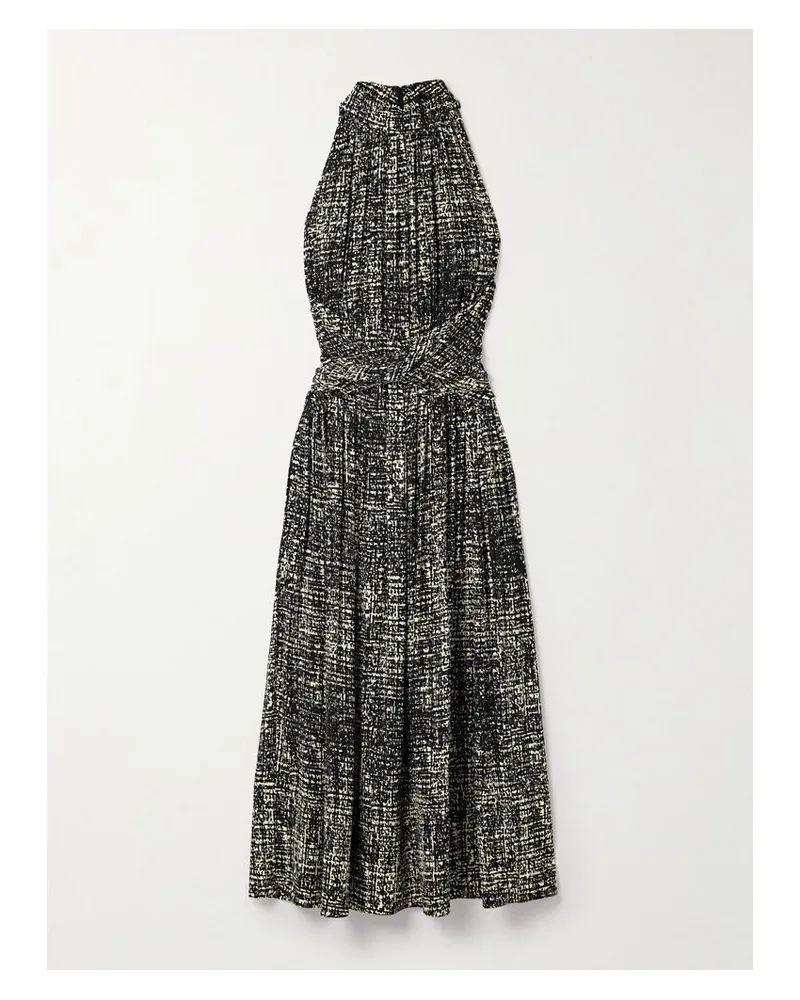 Proenza Schouler Lola Maxikleid Aus Bedrucktem Crêpe Mit Twist-detail Und Falten - Schwarz Schwarz