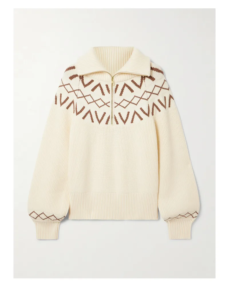 Varley Sigrid Pullover Aus Strick Mit Fair-isle-muster Und Reißverschluss - Creme Creme