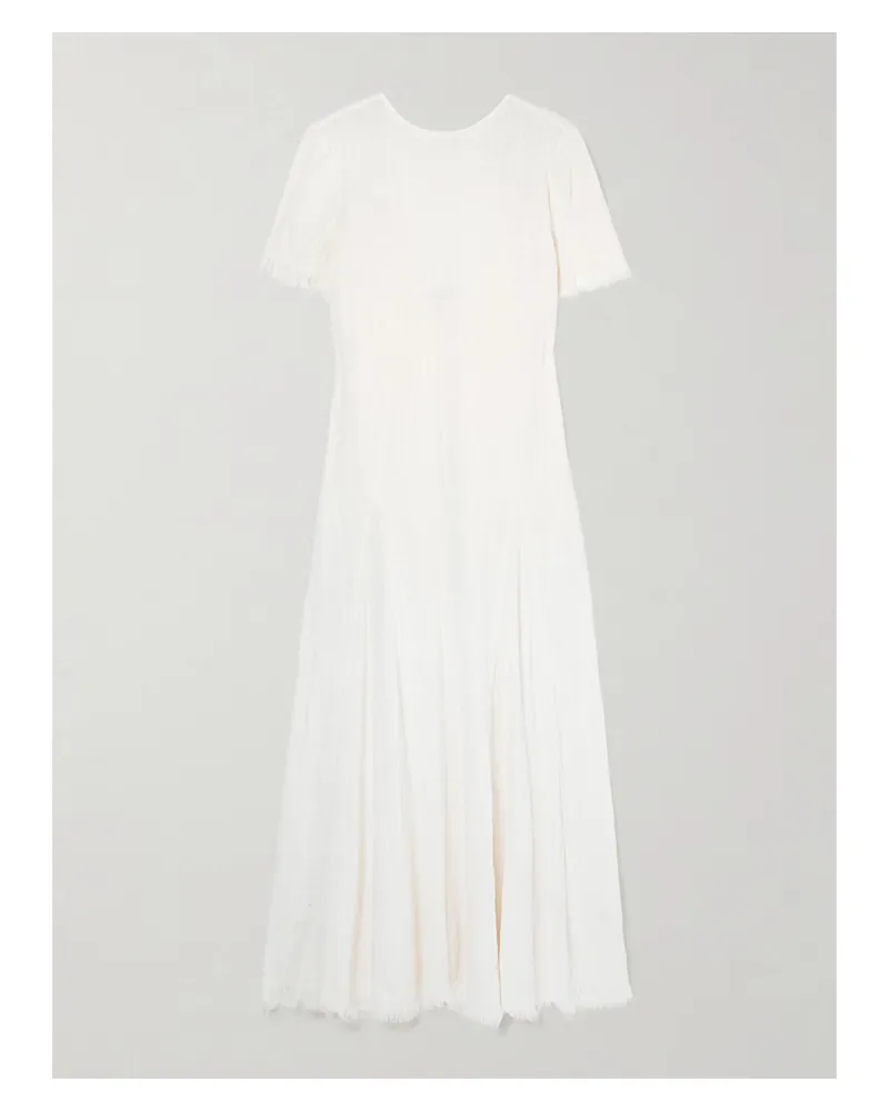 STAUD Le Havre Fringed Cotton-gauze Midi Dress - Cream Cream
