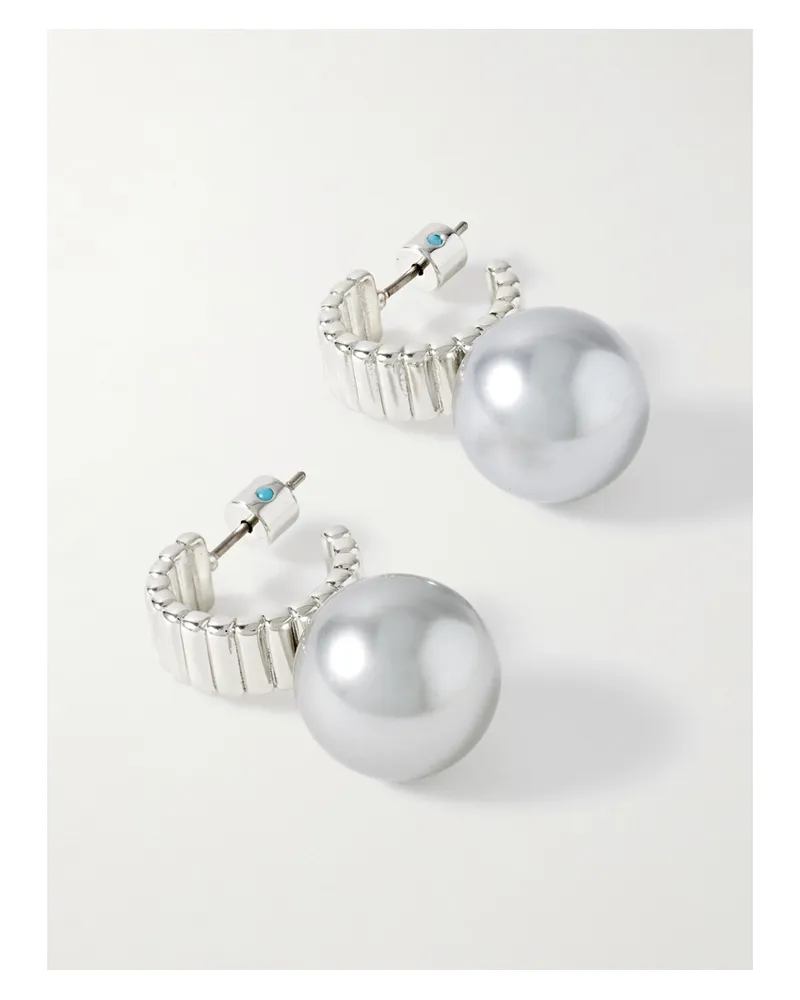 Roxanne Assoulin The Swan Silver-tone Faux Pearl Earrings Silver