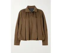 Pleated Cotton-twill Jacket - Brown