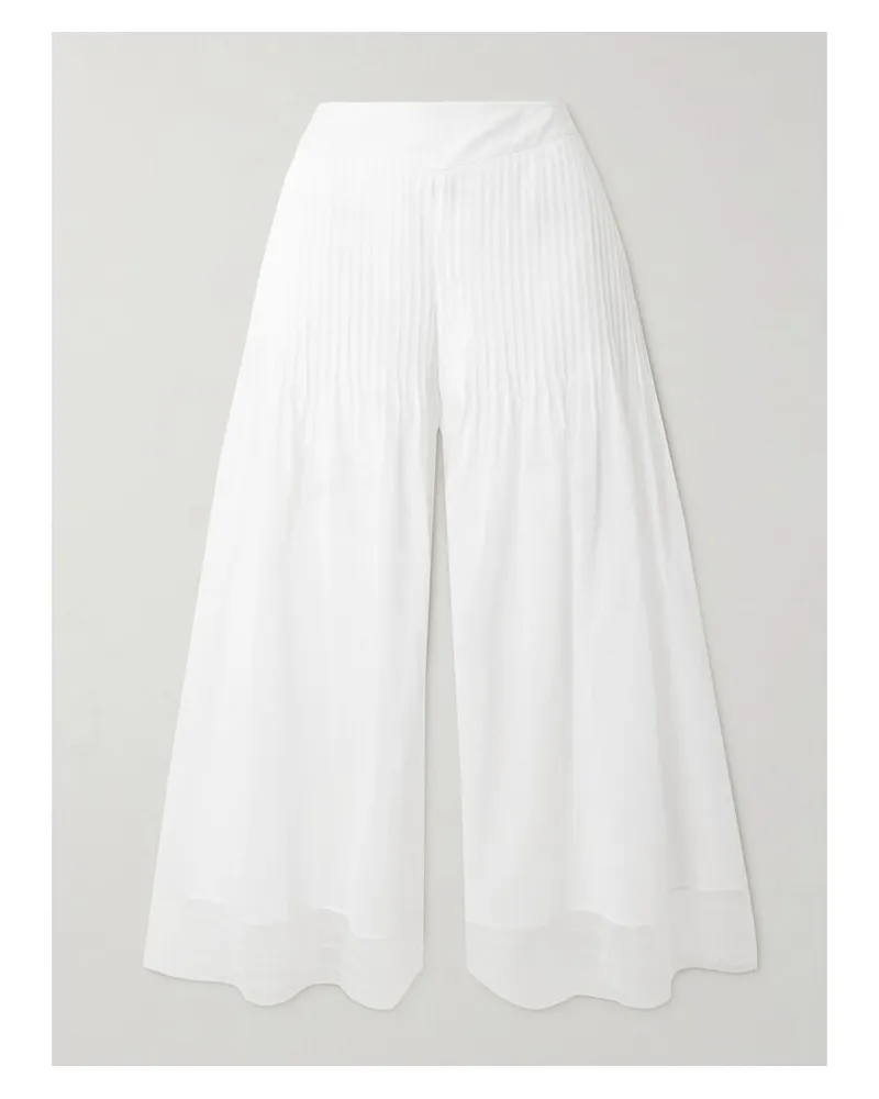 Christopher Esber Vanished Hose Mit Weitem Bein Aus Baumwollmusselin Mit Biesen - Weiß Weiß