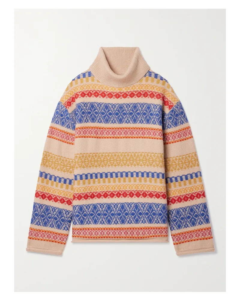 The Elder Statesman Hazy Rollkragenpullover Aus Geripptem Kaschmir Mit Fair-isle-muster - Mehrfarbig Mehrfarbig