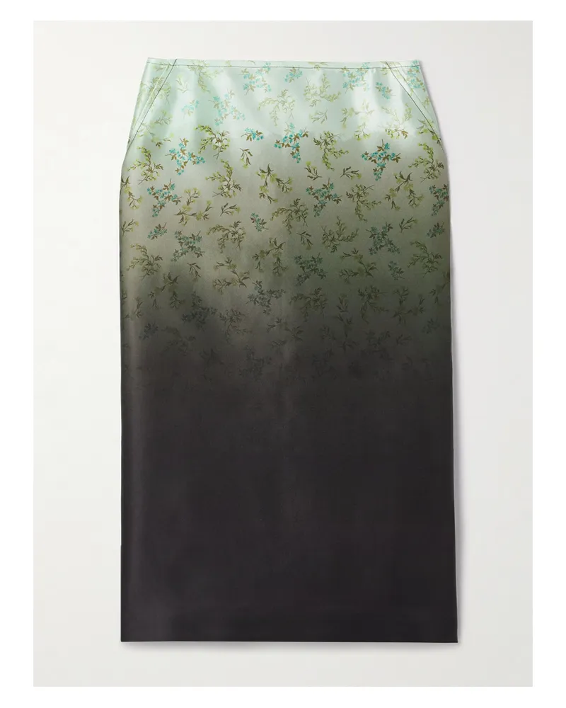 Jil Sander Midirock Aus Seidensatin Mit Blumenprint Und Farbverlauf - Grün Grün