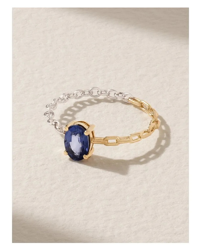 Yvonne Léon Ring Aus 18 Karat Gelb- Und Weißgold Mit Saphir Gold