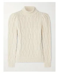 Ralph Lauren Zopfstrickpullover aus einer Metallic-wollmischung Creme