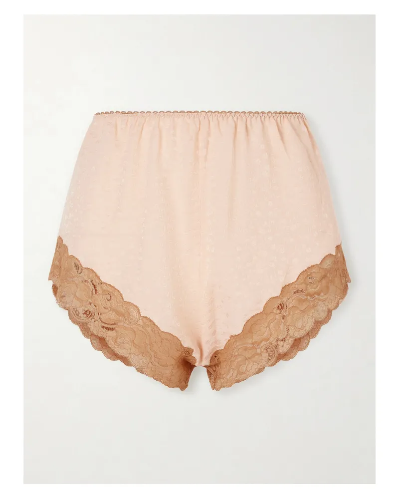 Chloé Lace-trimmed Silk-jacquard Shorts - Pink Pink