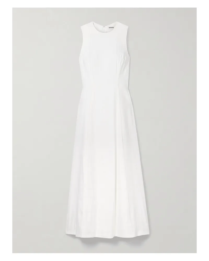 STAUD Martine Maxikleid Aus Einer Leinenmischung - Weiß Weiß