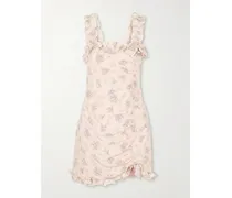 Floral-print Silk Mini Dress - Pink
