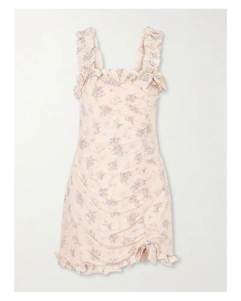 Alessandra Rich Floral-print Silk Mini Dress - Pink Pink