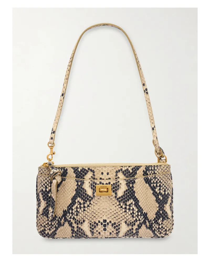Balenciaga Rodeo Snake-effect Leather Shoulder Bag - Animal print Animal