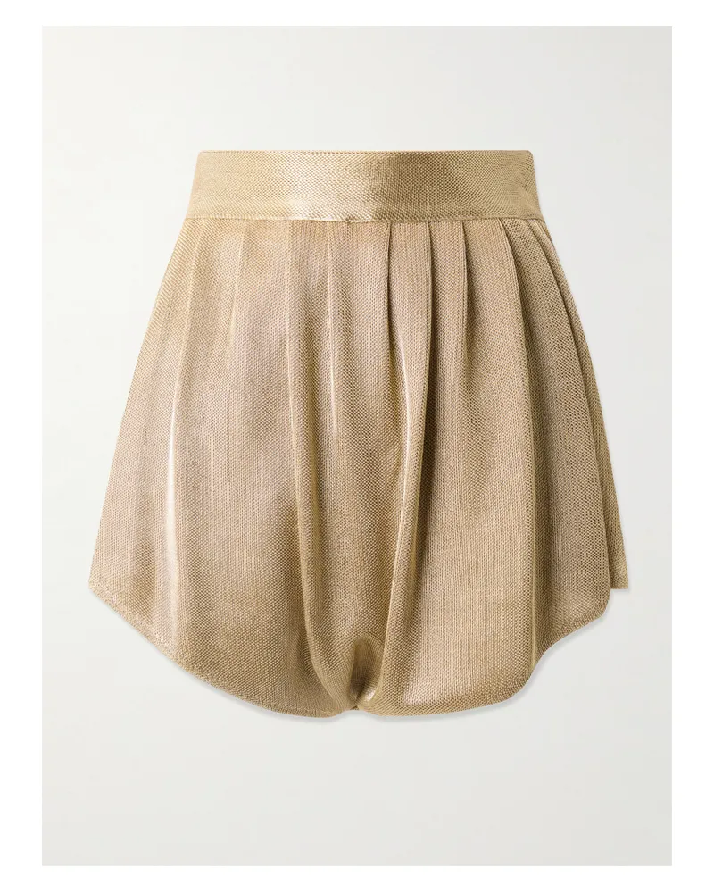 Alaïa Shorts Aus Metallic-strick Mit Raffungen - Gold Gold