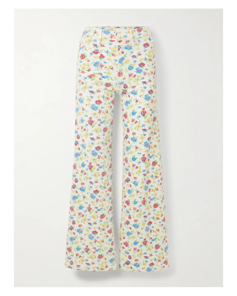 Mother Hustler Roller Patch Pocket Floral-print High-rise Bootcut Jeans - Multi Multi