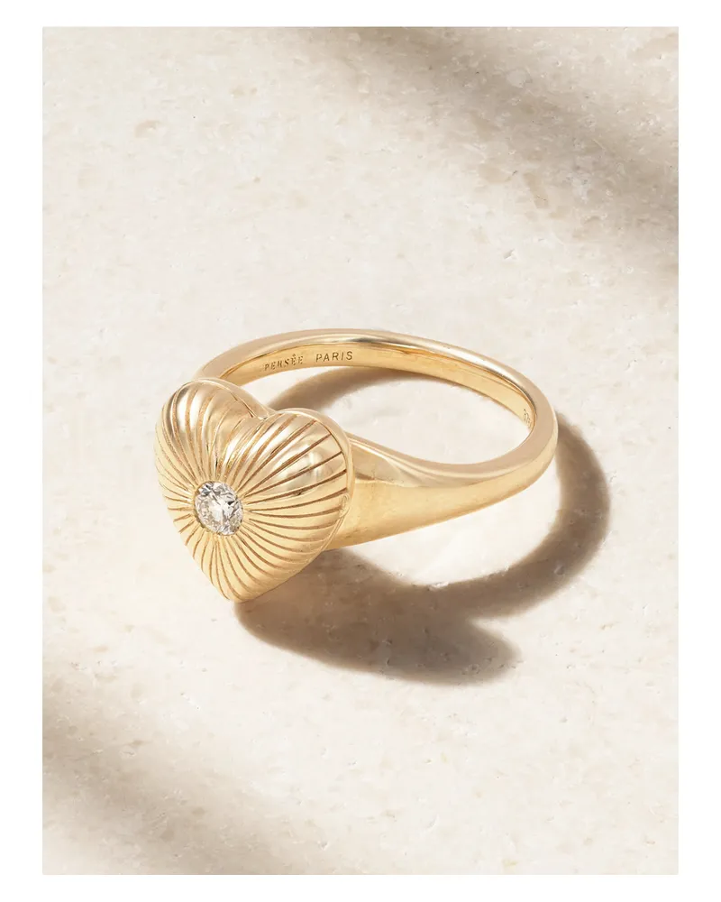PERSEE Memoria Heart Ring Aus 9 Karat Gold Mit Diamant Gold