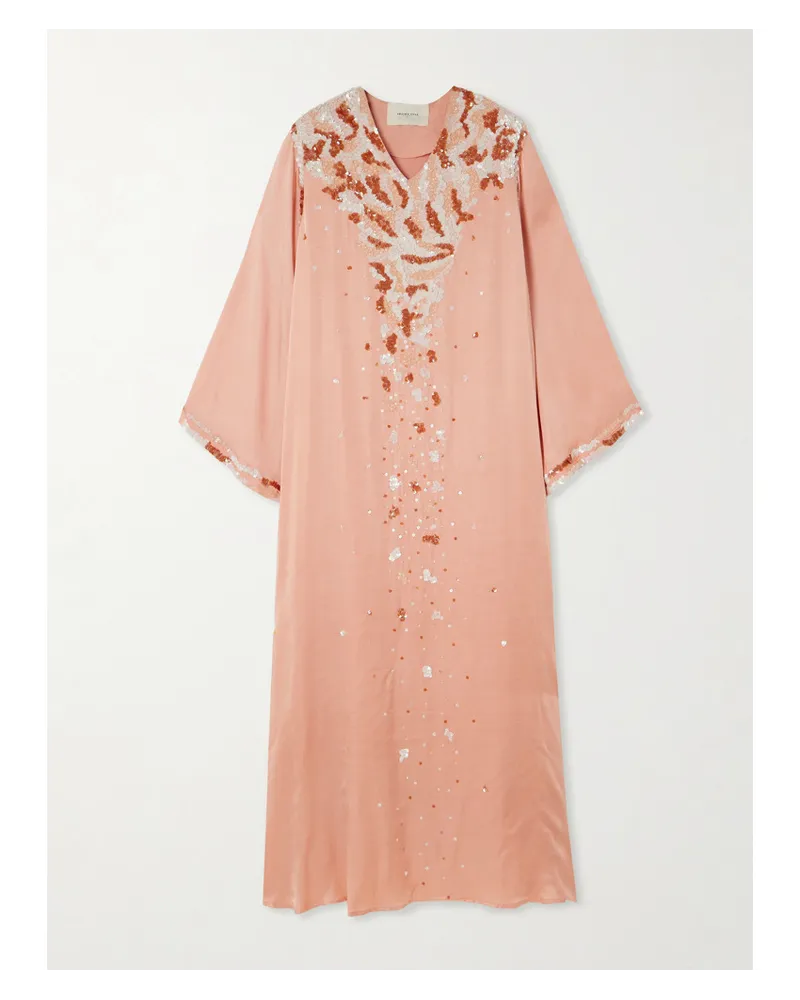 SHATHA ESSA Robe aus Satin mit Kristallen Pink