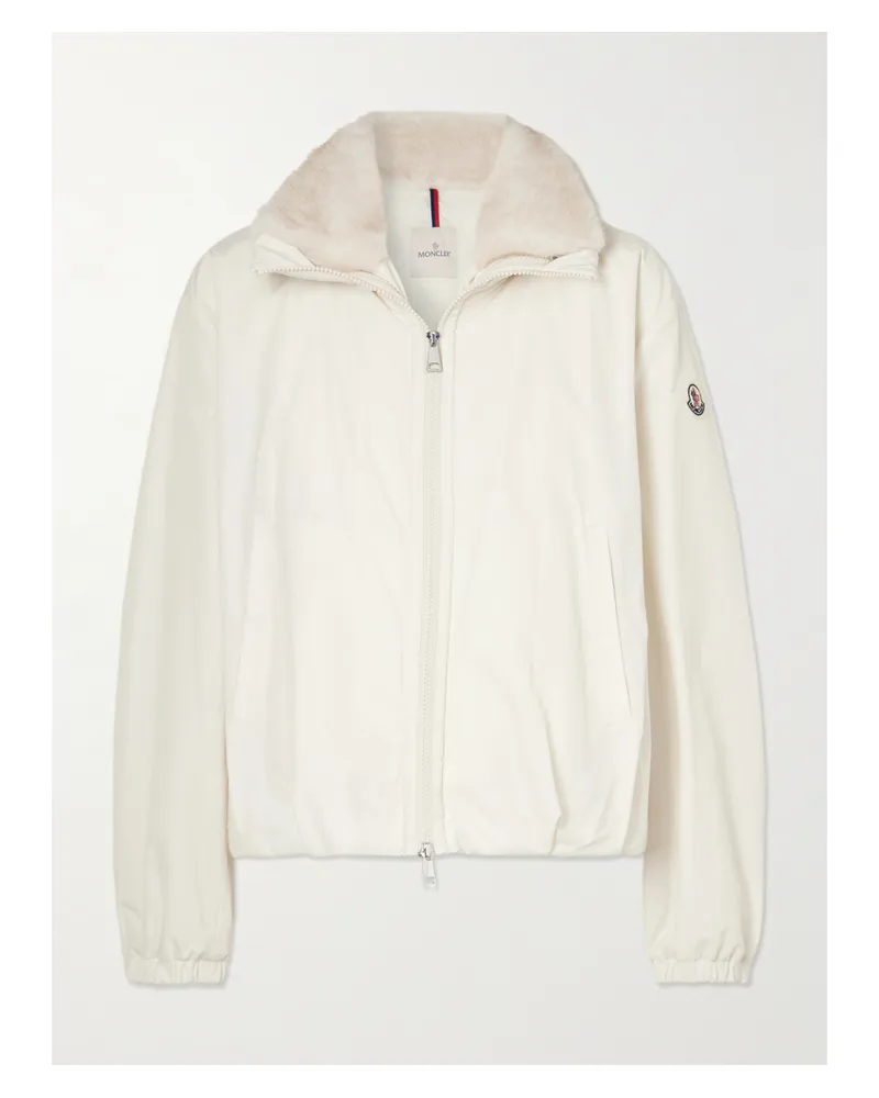 Moncler Pervenche Wandelbare Daunenjacke Aus Shell Mit Besatz Aus Plüschmaterial - Wollweiß Wollweiß