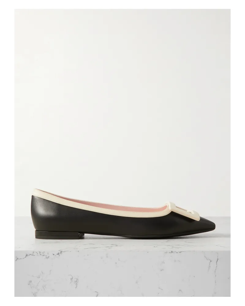 Roger Vivier Gommettine Buckled Patent-leather Ballet Flats - Black Black