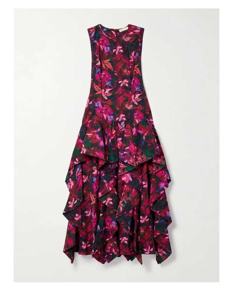 Ulla Johnson Mural Maxikleid Aus Baumwollpopeline Mit Blumenprint Und Rüschen - Rot Rot