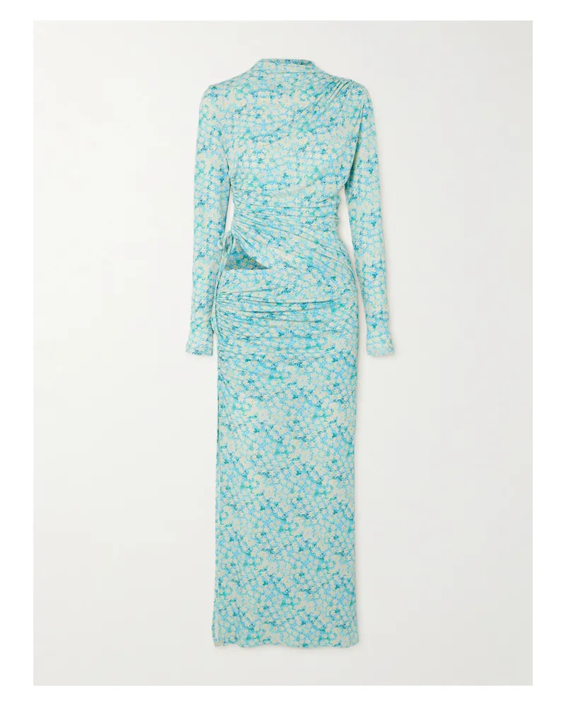 SIEDRES Arni Maxikleid Aus Jersey Mit Blumenprint Und Cut-out - Blau Blau