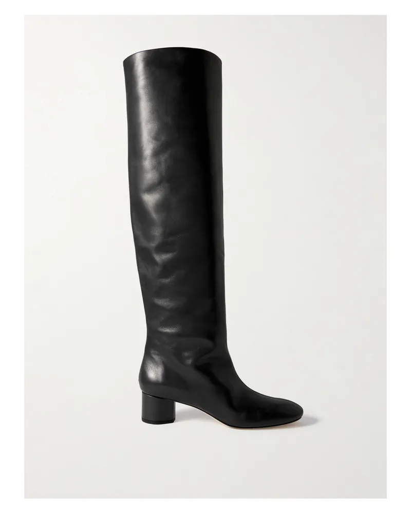 aeyde Willa Overknees Aus Leder - Schwarz Schwarz