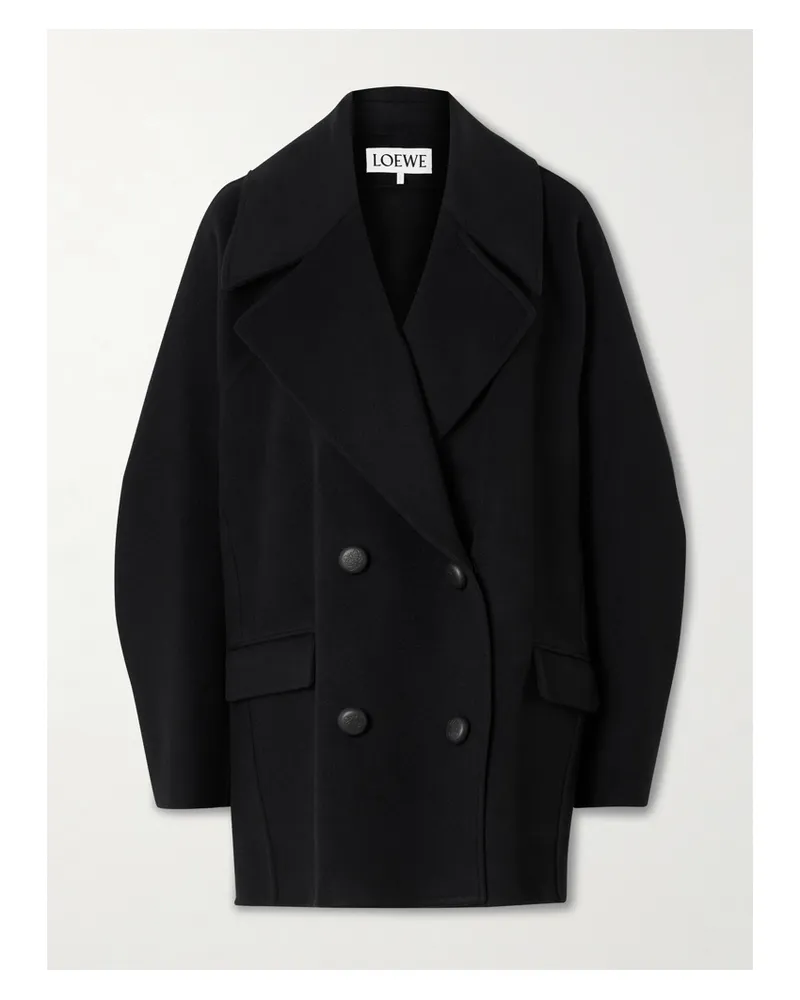 Loewe Doppelreihiger Wollmantel - Schwarz Schwarz