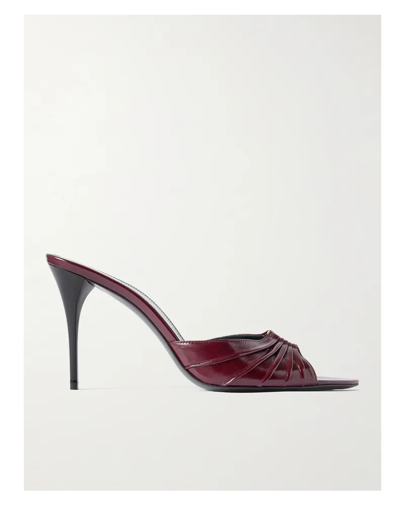 Saint Laurent Babylone Mules Aus Lackleder Mit Raffungen Und Verzierung - Burgunder Burgunder