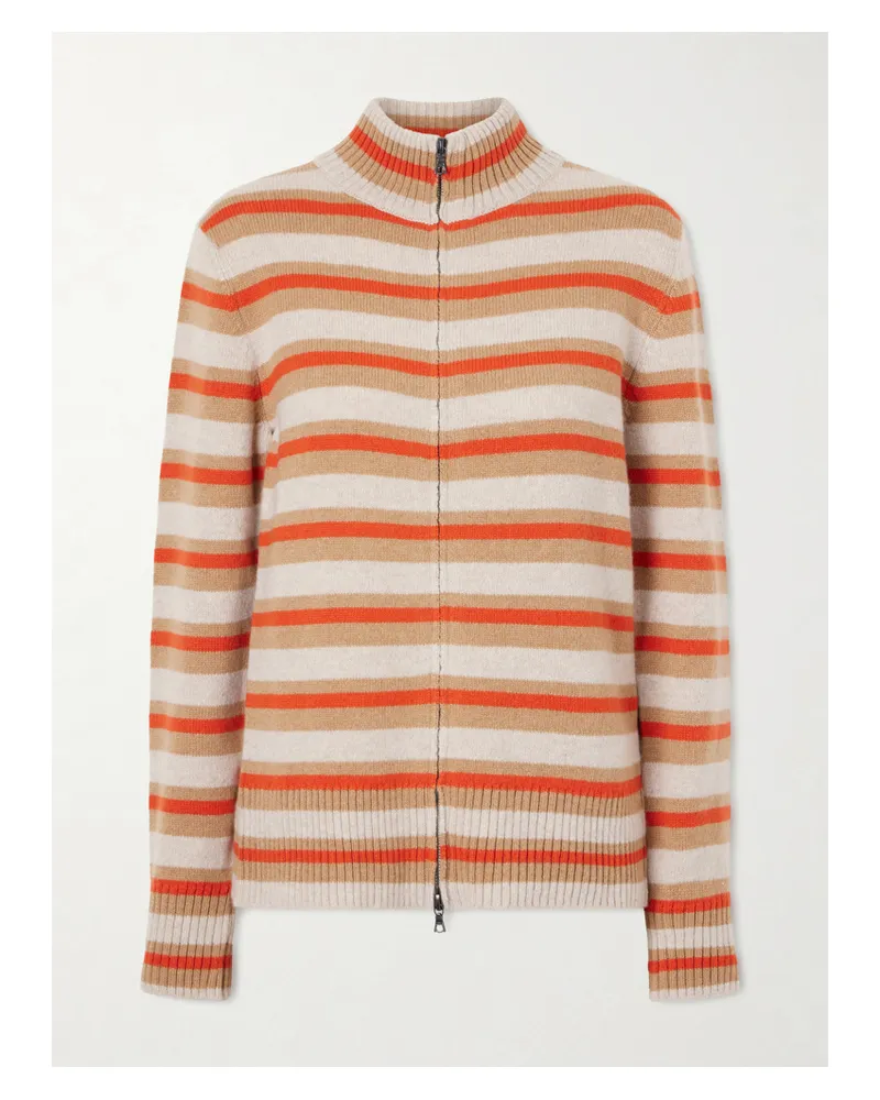 The Elder Statesman Hallie Cardigan Aus Kaschmir Mit Streifen - Orange Orange