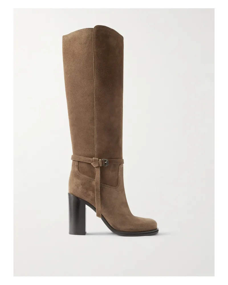 Brunello Cucinelli Kniehohe Stiefel Aus Veloursleder - Braun Braun