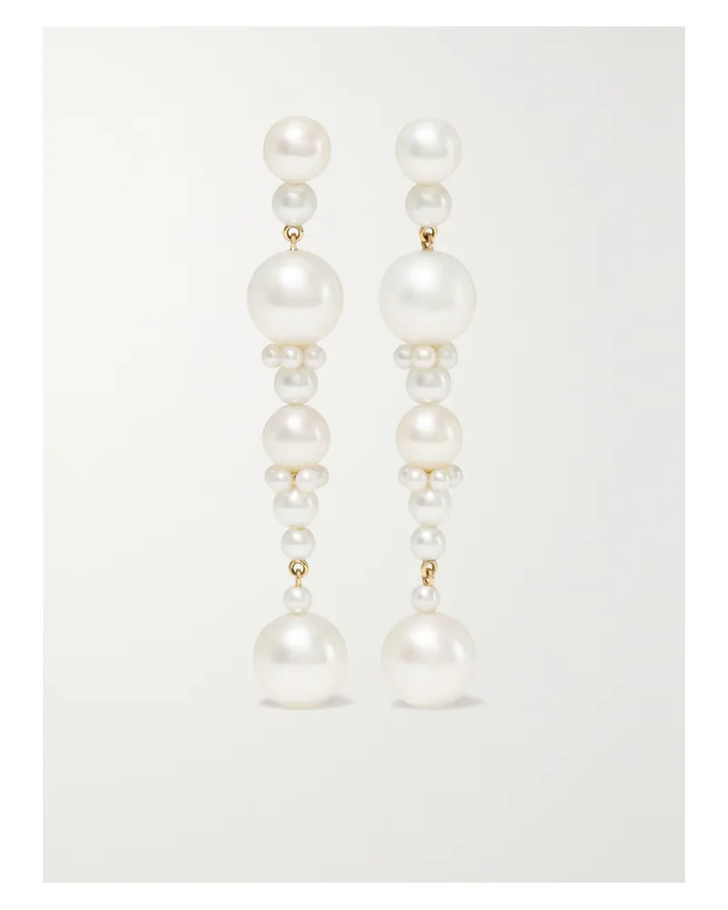 Sophie Bille Brahe Escalier De Perle 14-karat Gold Pearl Earrings - White White