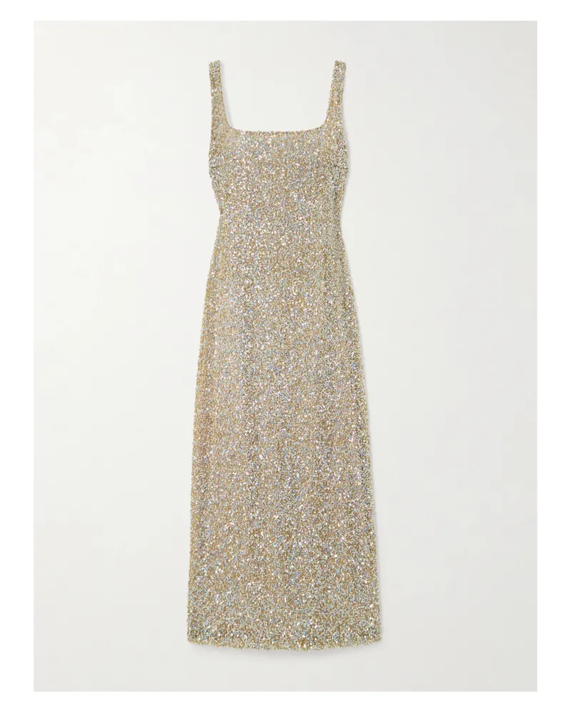 COSTARELLOS Harper Maxikleid Aus Tüll Mit Pailletten - Gold Gold