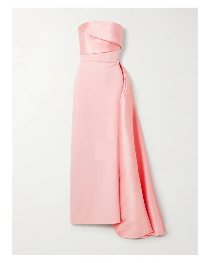 Solace London Kinsley Trägerlose Robe Aus Faille Und Crêpe Mit Falten - Pink Pink
