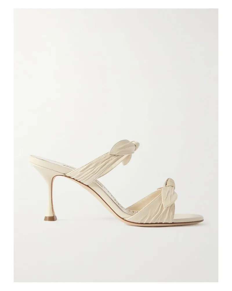 Manolo Blahnik Lollo 70 Mules Aus Leder Mit Schleifen - Creme Creme