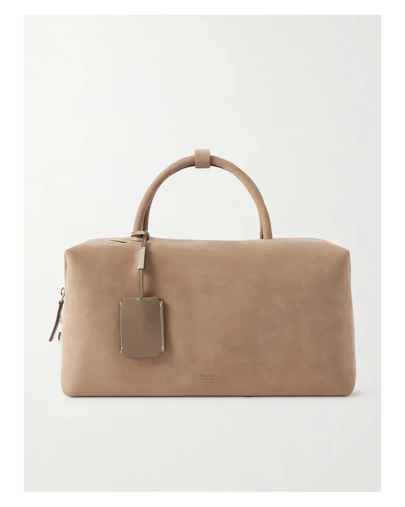 Max Mara Leather-trimmed Nubuck Tote - Brown Brown