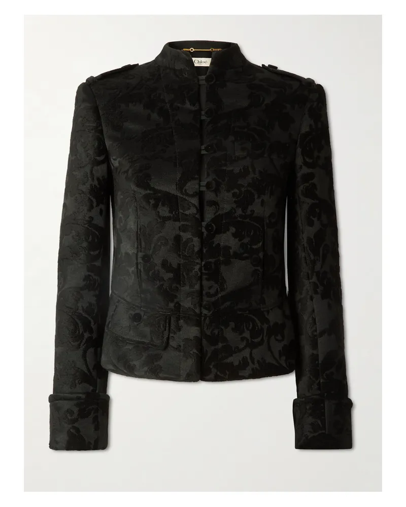 Chloé Jacke Aus Samt Mit Jacquard-muster - Schwarz Schwarz