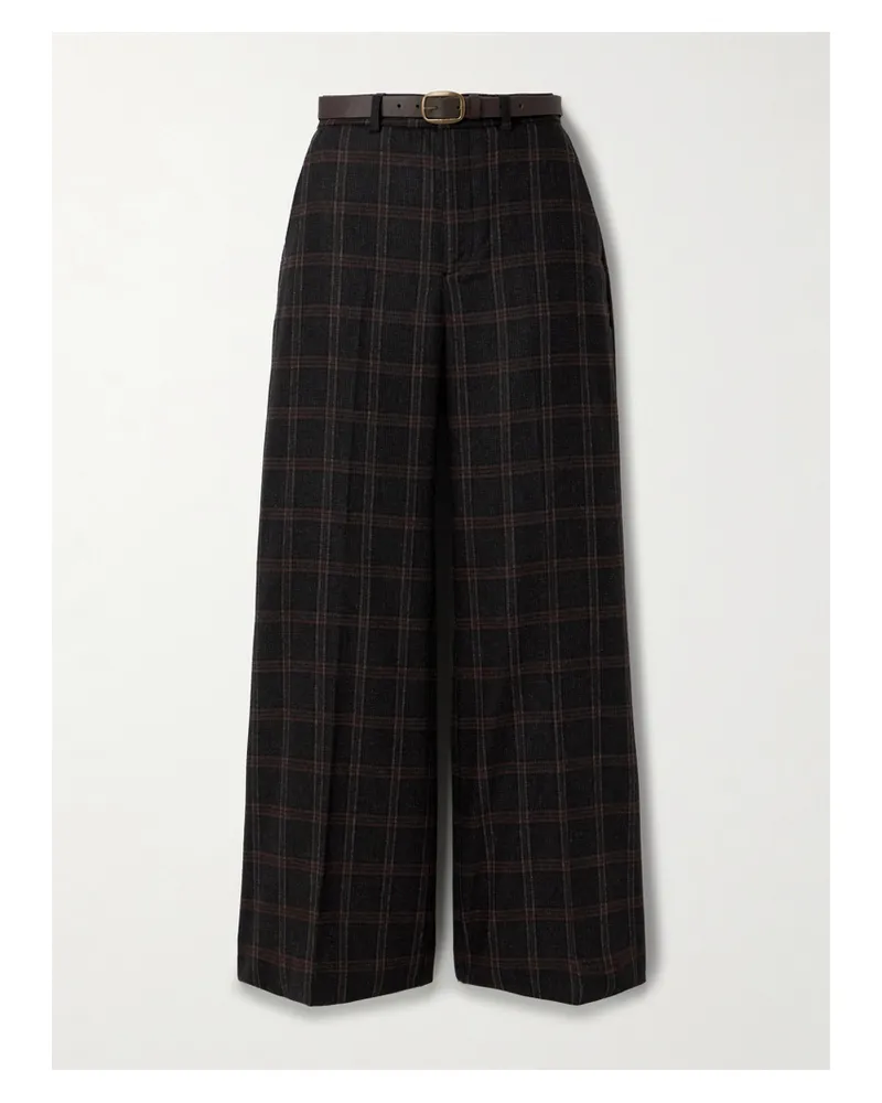 Sea Monroe Hose Mit Weitem Bein Aus Einer Karierten Wollmischung Mit Gürtel - Braun Braun