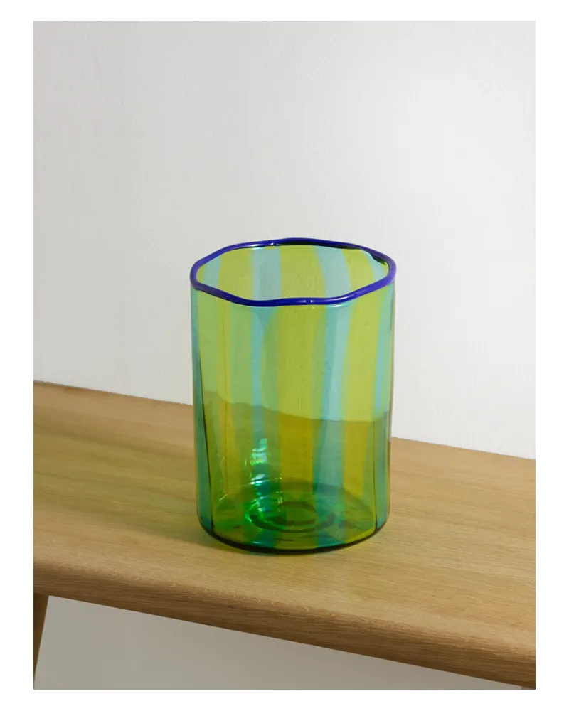 La DoubleJ Torretta Striped Murano Glass Vase - Green Green