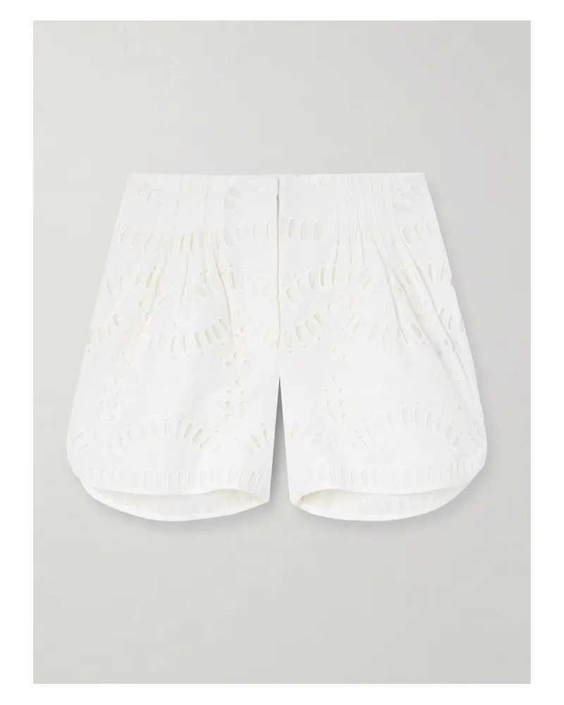 Charo Ruiz Palok Shorts Aus Einer Baumwollmischung Mit Lochstickerei - Weiß Weiß