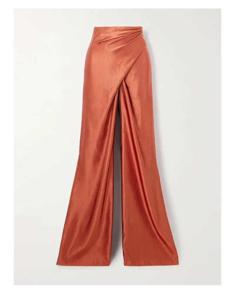 Cortana Glow Hose Mit Weitem Bein Aus Satin Mit Wickeleffekt - Rot Rot