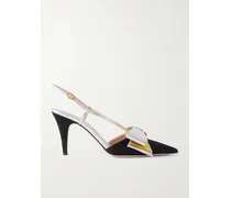 Bowow 85 Metallic Leather And Moiré Slingback Pumps - Black