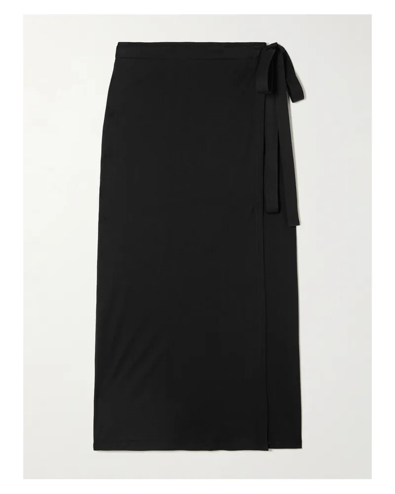 Totême Organic Cotton-blend Midi Wrap Skirt - Black Black