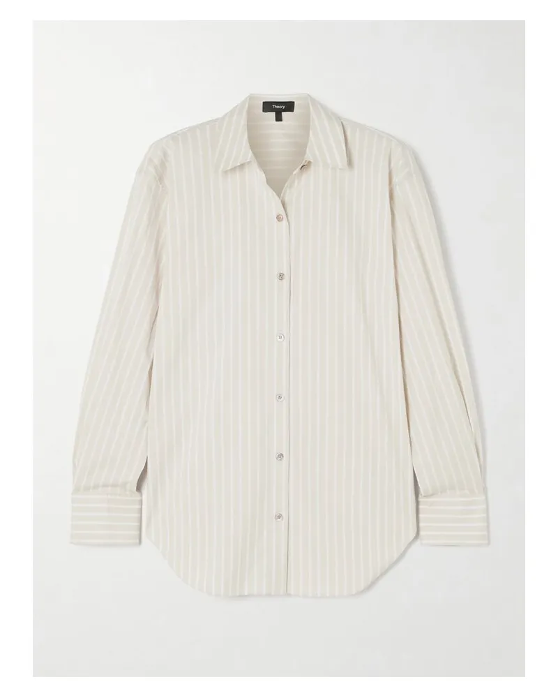 Theory Hemd Aus Gestreifter Popeline Aus Einer Baumwollmischung - Neutral Neutral