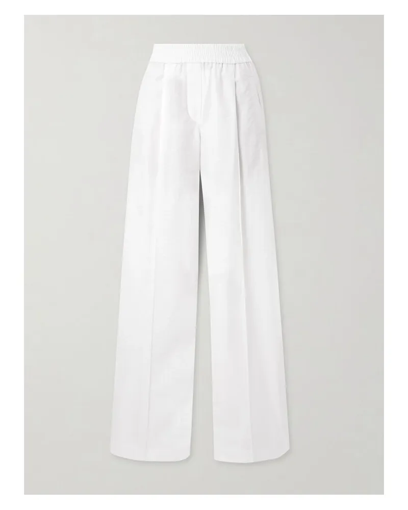 Brunello Cucinelli Hose Mit Weitem Bein Aus Twill Aus Einer Baumwollmischung Mit Bügelfalten - Weiß Weiß