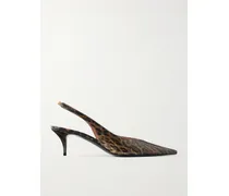 Anok 55mm Snake-embossed Leather Kitten Heel Slingback Pumps - Animal print