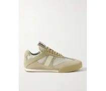 Kick Leather And Suede-trimmed Mesh Sneakers - Green